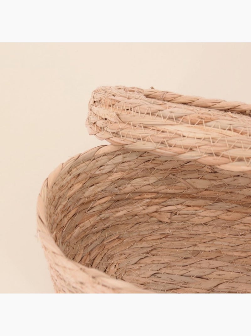 Lot de 2 paniers naturels ovales à couvercle Beige - Kiabi