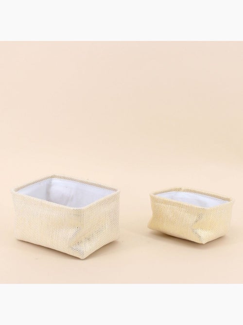 Lot de 2 paniers rectangulaires dorés - Kiabi