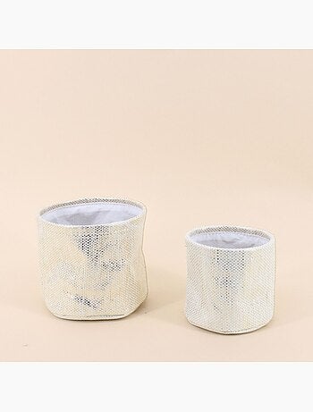 Lot de 2 paniers ronds en coton doré 15,5x13cm