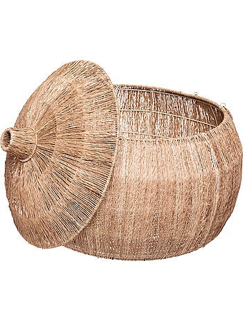 Lot de 2 paniers ronds en jute sur structure métal BALAYA