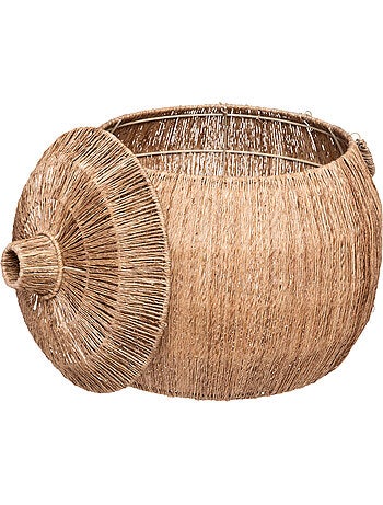 Lot de 2 paniers ronds en jute sur structure métal BALAYA
