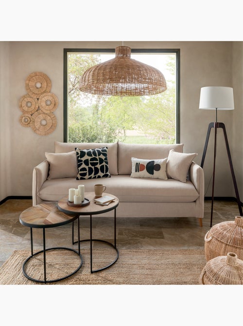 Lot de 2 paniers ronds en jute sur structure métal BALAYA - Kiabi