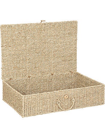 Lot de 2 paniers XL en paille tressée à poignées CORA