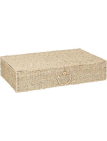 Lot de 2 paniers XL en paille tressée à poignées CORA