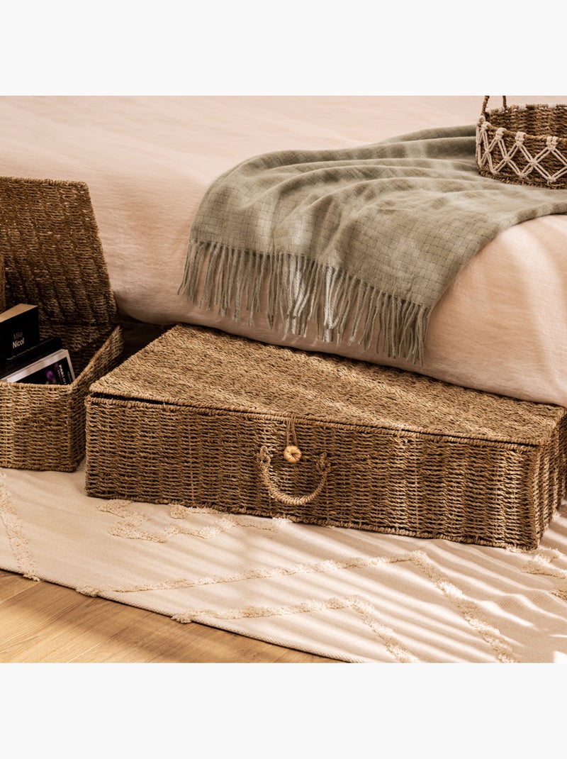 Lot de 2 paniers XL en paille tressée à poignées CORA Beige - Kiabi