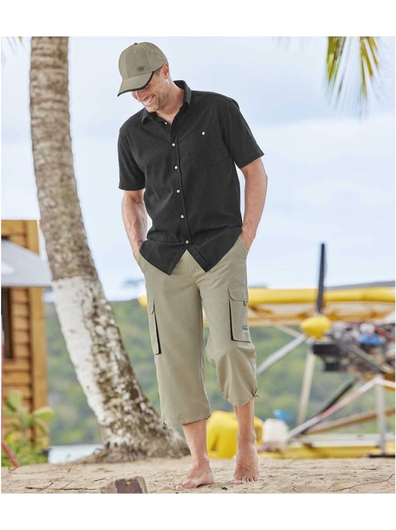 Lot de 2 Pantacourts Cargo Microfibre   - ATLAS FOR MEN Beige/Noir - Kiabi