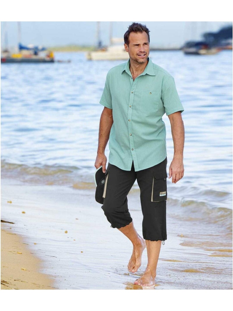 Lot de 2 Pantacourts Cargo Microfibre   - ATLAS FOR MEN Beige/Noir - Kiabi