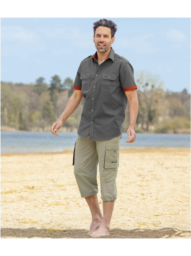 Lot de 2 Pantacourts Cargo Microfibre   - ATLAS FOR MEN Beige/Noir - Kiabi