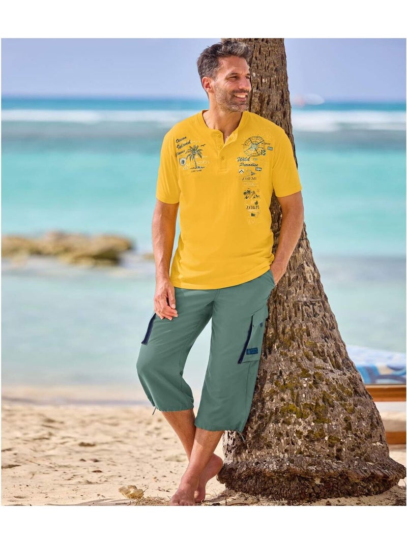 Lot de 2 Pantacourts Cargo Microfibre   - ATLAS FOR MEN Bleu Vert - Kiabi