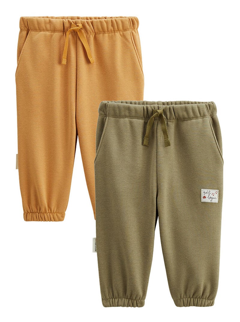 Lot de 2 pantalons bébé en molleton Gustin Camel - Kiabi