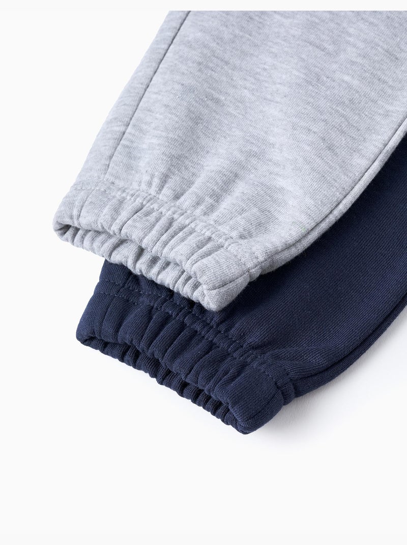 Lot de 2 pantalons de jogging avec doublure en coton peigné Bleu foncé - Kiabi