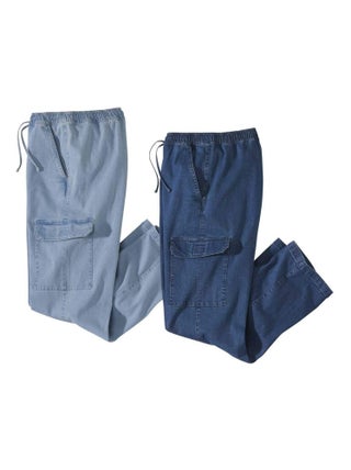 LOT DE 2 PANTALONS DETENTE DENIM CARGO 1 POCHE - Atlas For Men