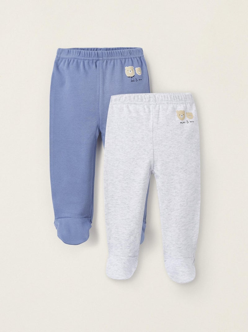 Lot de 2 Pantalons en Coton avec Pieds pour Bébé Garçon 'Oursons'   ESSENTIALS LINE Multicolore - Kiabi