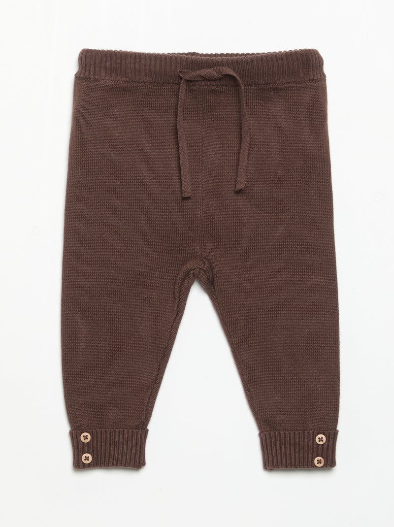Lot de 2 pantalons en coton tricoté Beige - Kiabi
