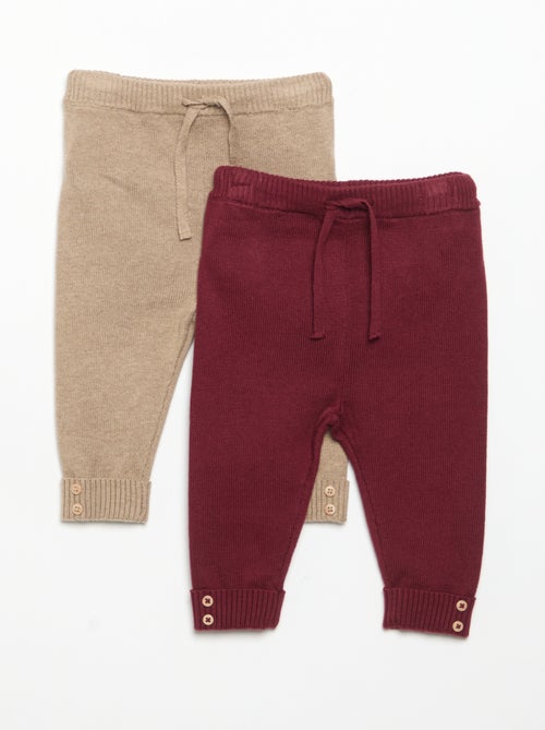 Lot de 2 pantalons en coton tricoté - Kiabi