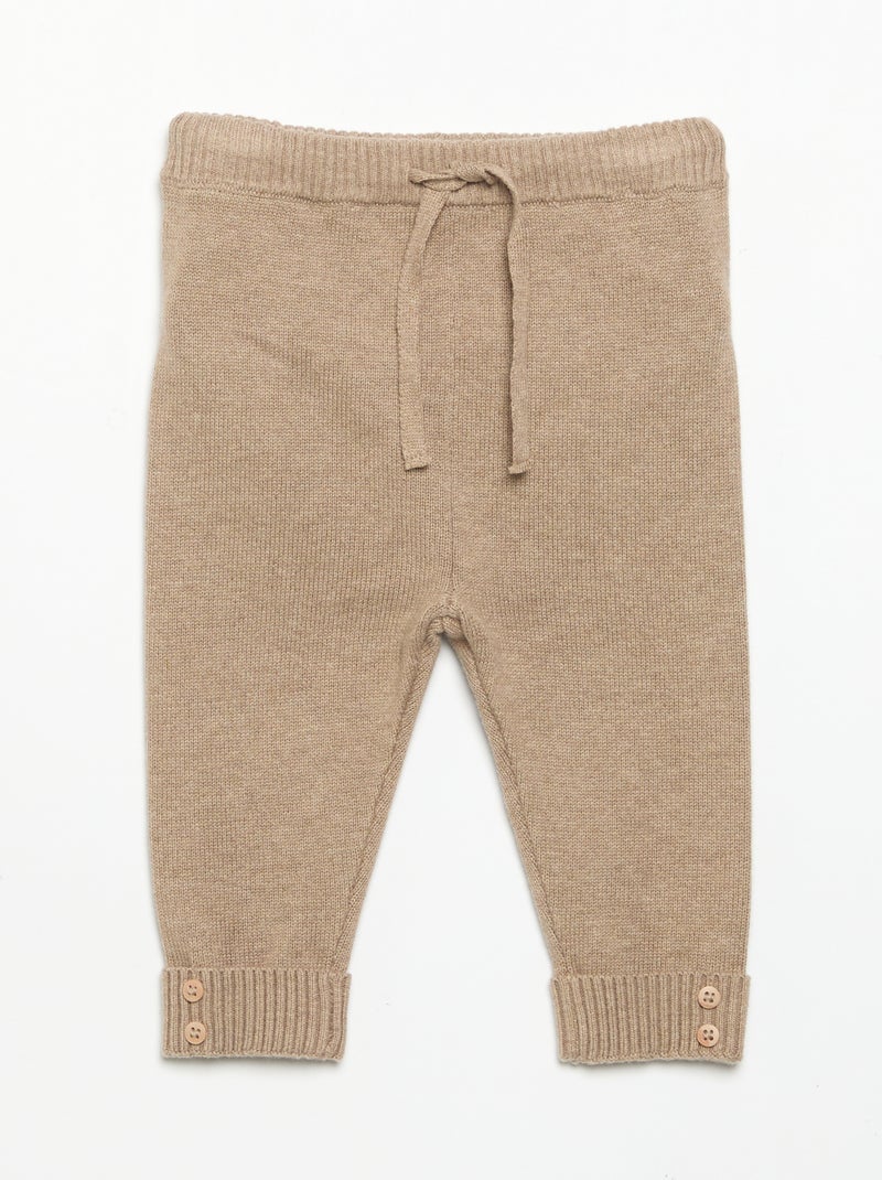 Lot de 2 pantalons en coton tricoté Beige - Kiabi