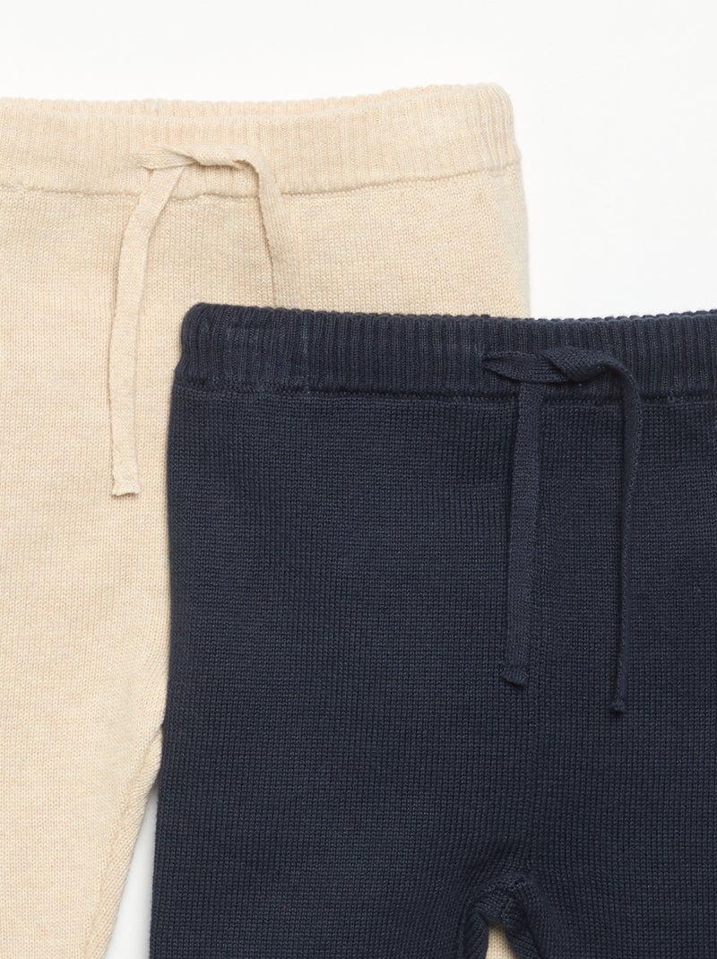 Lot de 2 pantalons en coton tricoté Bleu - Kiabi