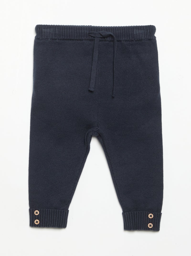 Lot de 2 pantalons en coton tricoté Bleu - Kiabi