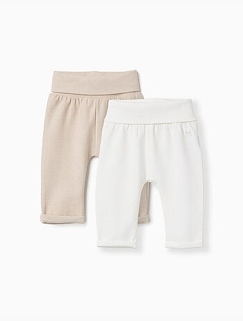 Lot de 2 pantalons en coton uni/côtelés