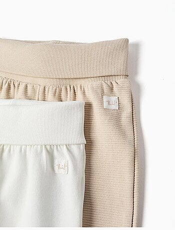 Lot de 2 pantalons en coton uni/côtelés