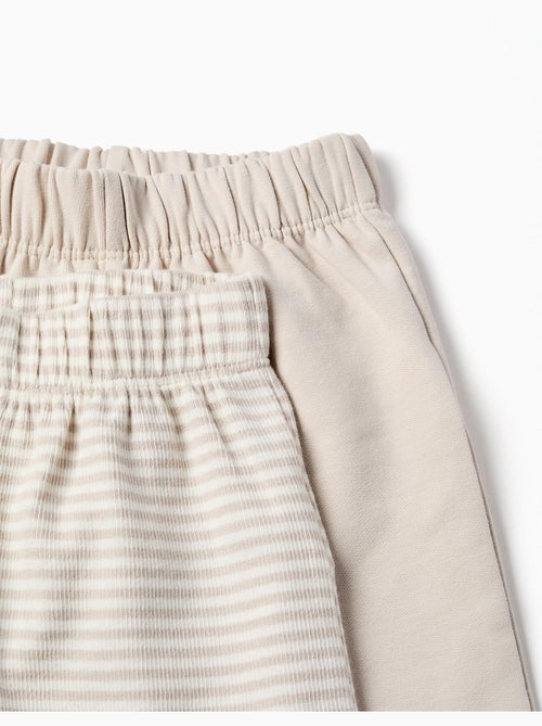 Lot de 2 pantalons en coton unis/à rayures - Kiabi