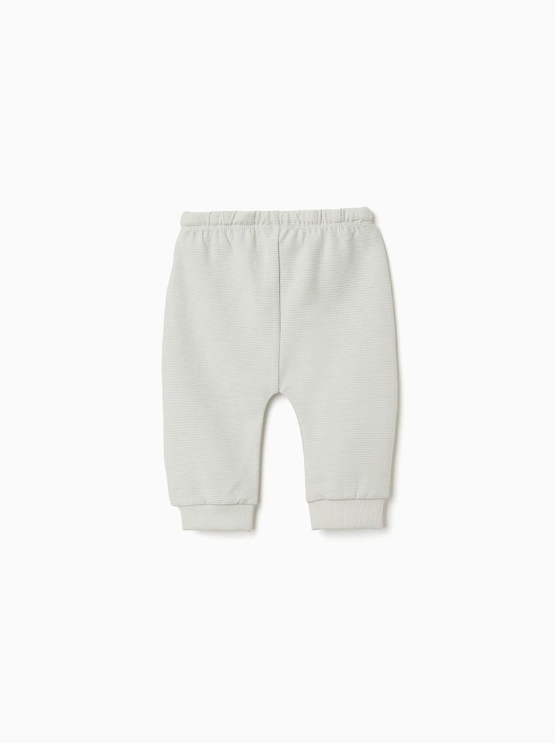 Lot de 2 pantalons en coton unis/rayés Vert clair - Kiabi