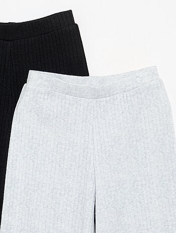 Lot de 2 pantalons en maille côtelée plate