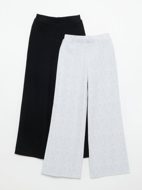 Lot de 2 pantalons en maille côtelée plate - Kiabi