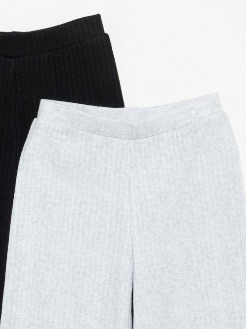 Lot de 2 pantalons en maille côtelée plate - Kiabi
