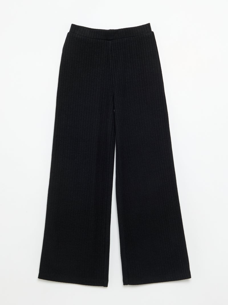 Lot de 2 pantalons en maille côtelée plate Noir - Kiabi