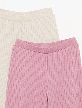 Lot de 2 pantalons en maille côtelée plate