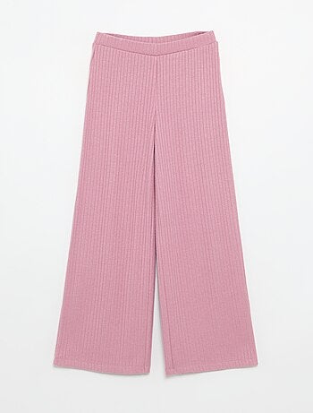 Lot de 2 pantalons en maille côtelée plate