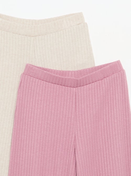 Lot de 2 pantalons en maille côtelée plate - Kiabi