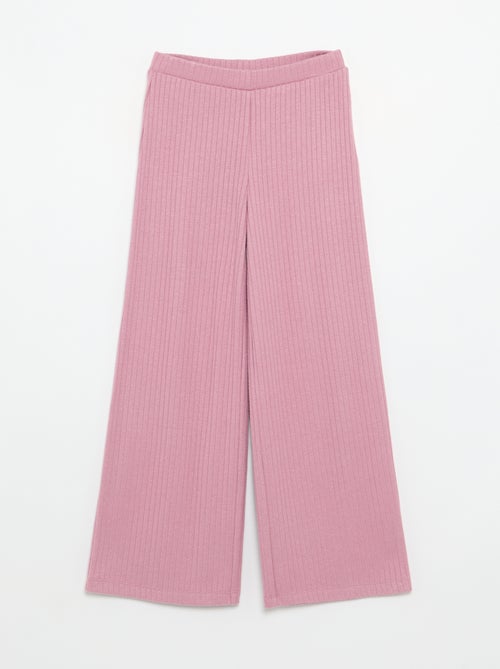 Lot de 2 pantalons en maille côtelée plate - Kiabi