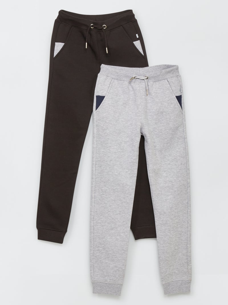 Lot de 2 pantalons en molleton gris/noir - Kiabi