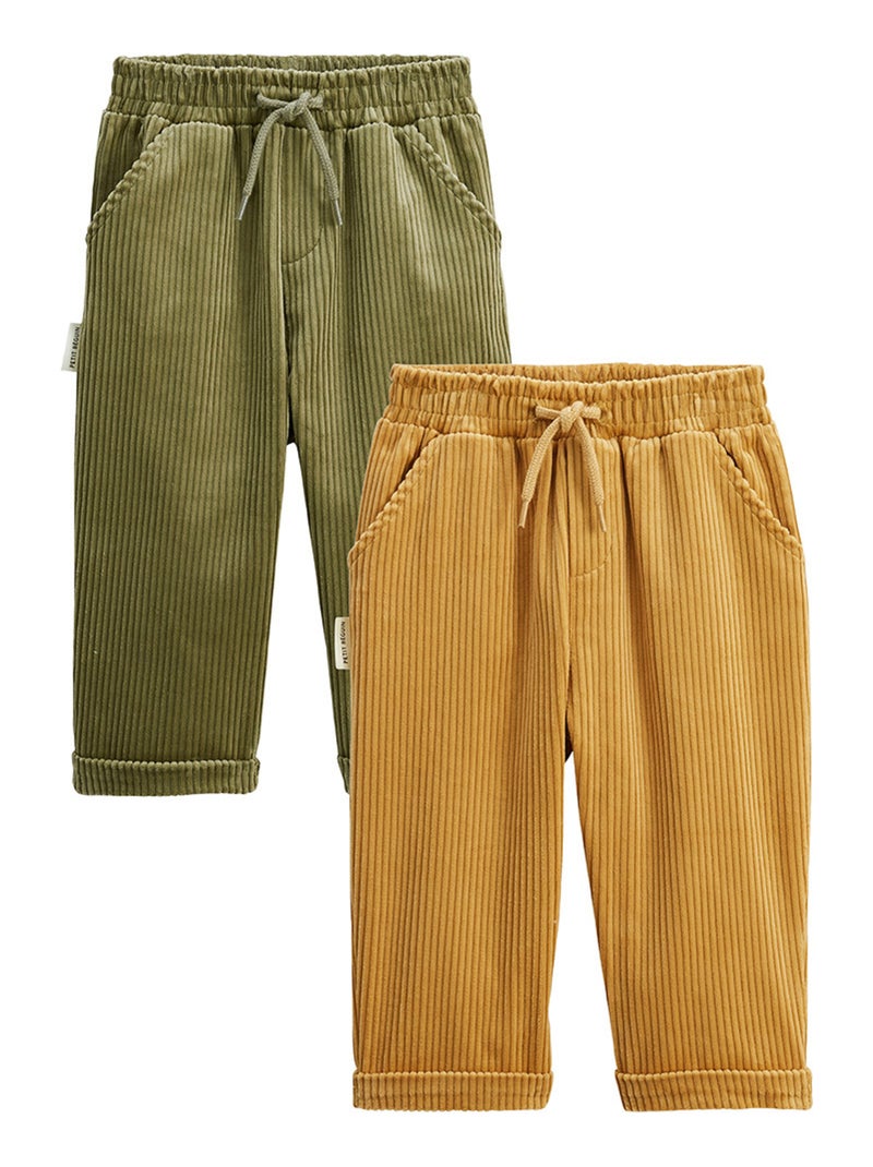 Lot de 2 pantalons enfant en velours côtelé Charly Camel - Kiabi