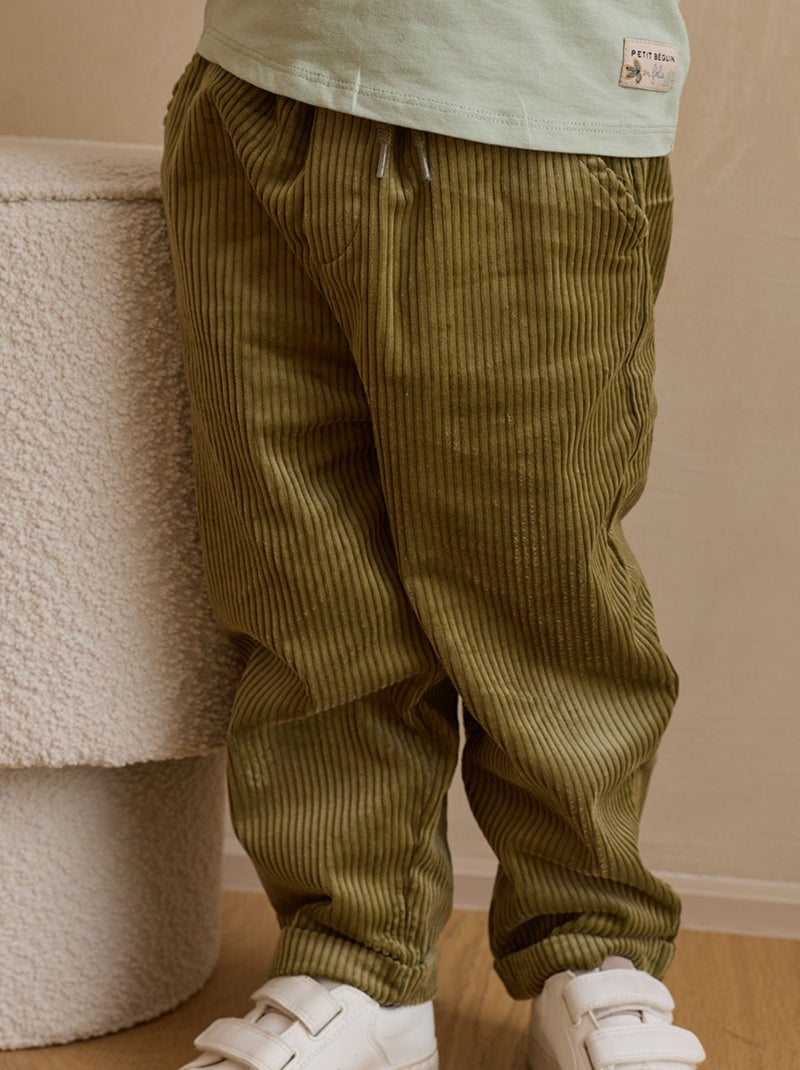 Lot de 2 pantalons enfant en velours c?tel? Charly Camel - Kiabi