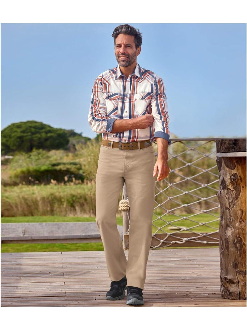 Lot de 2 Pantalons STRETCH CONFORT Coupe Regular  - ATLAS FOR MEN Beige/Noir - Kiabi