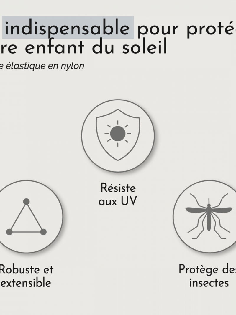 Lot de 2 pare-soleil pour vitres arrière de voiture - Monsieur Bébé Noir - Kiabi