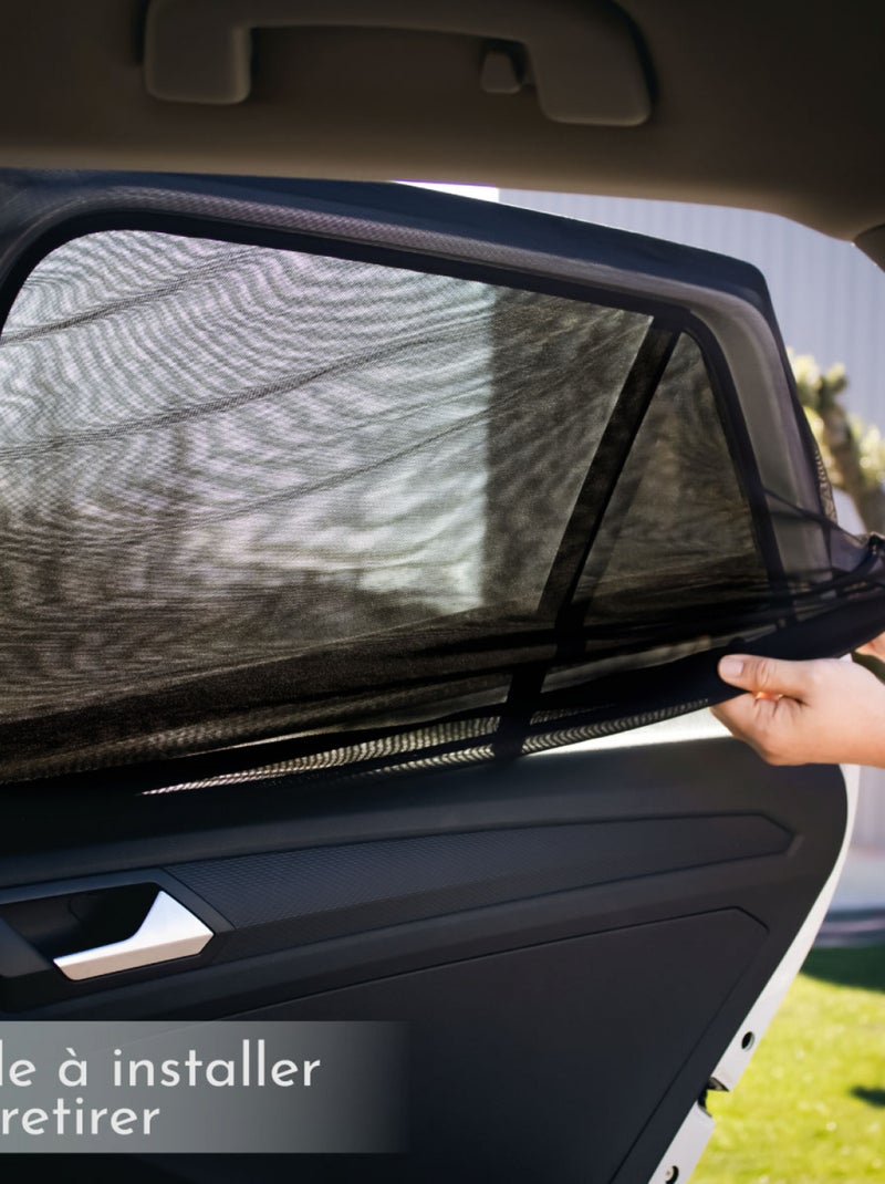 Lot de 2 pare-soleil pour vitres arrière de voiture - Monsieur Bébé Noir - Kiabi