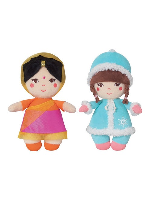Lot de 2 Peluches Poupée Du Monde Inuit Et Hindoue - Kiabi