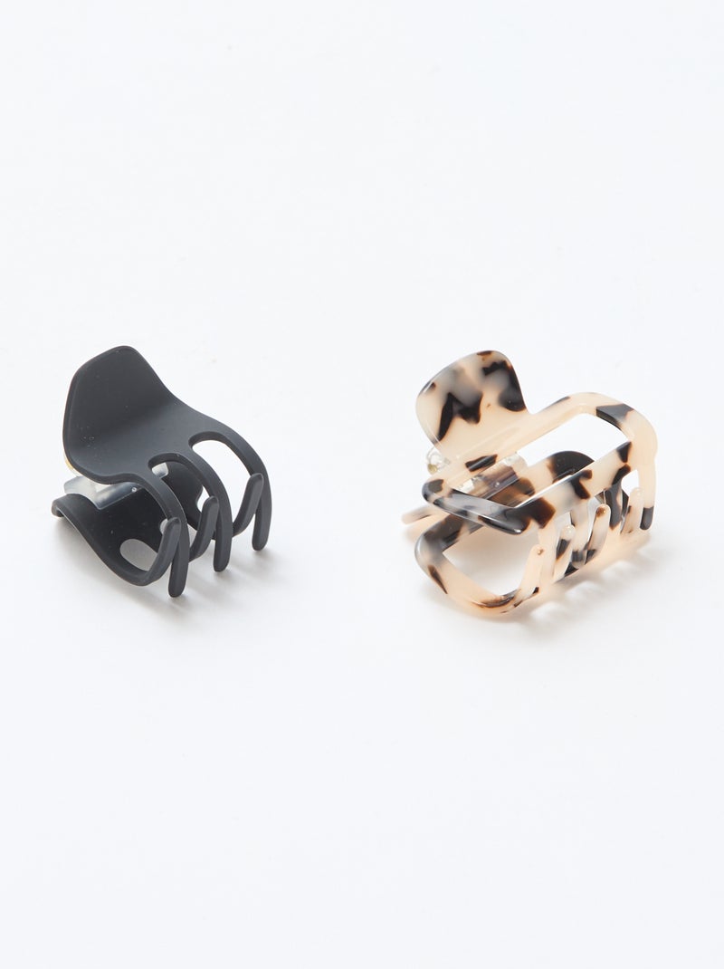 Lot de 2 petites pinces à cheveux Noir - Kiabi