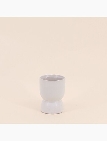Lot de 2 photophores en céramique beige 11x8cm