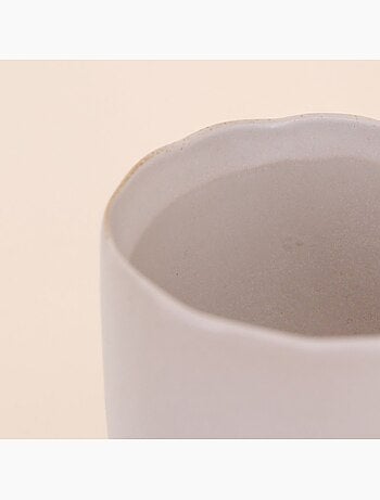 Lot de 2 photophores en céramique beige 11x8cm