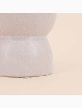 Lot de 2 photophores en céramique beige 11x8cm