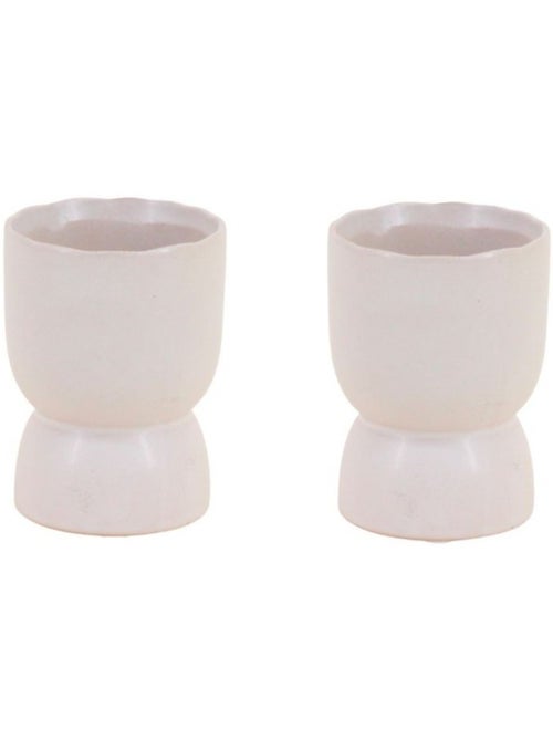 Lot de 2 photophores en céramique beige 11x8cm - Kiabi Lot de 2 photophores en céramique beige 11x8cm - Kiabi