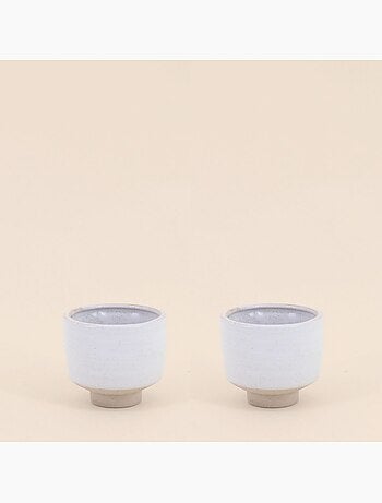 Lot de 2 photophores en céramique beige 8,5x7,7cm