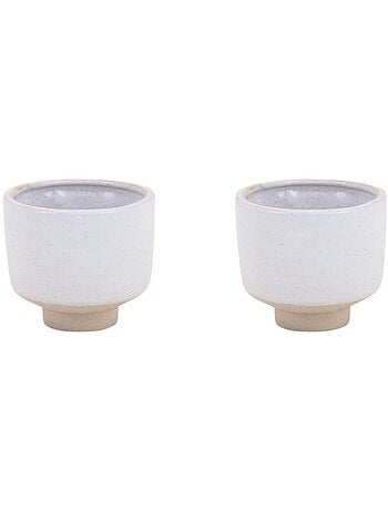 Lot de 2 photophores en céramique beige 8,5x7,7cm