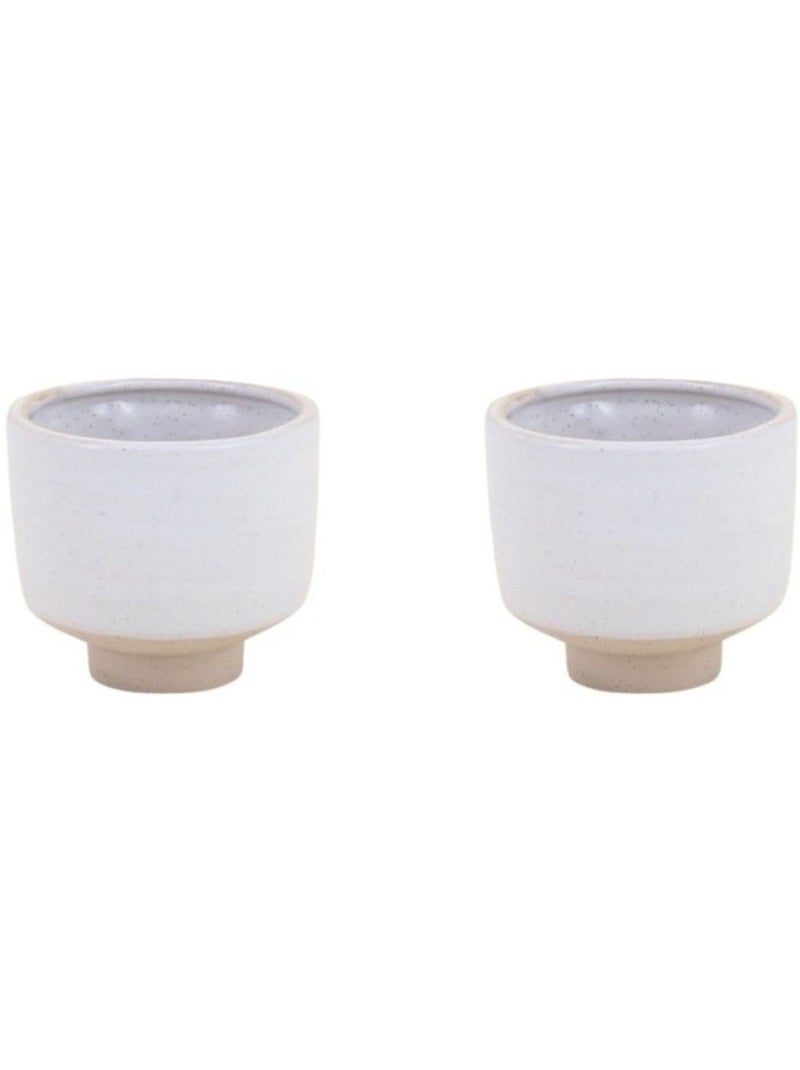 Lot de 2 photophores en céramique beige 8,5x7,7cm Beige - Kiabi