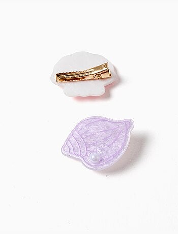 Lot de 2 pinces à cheveux avec coquillages et perles